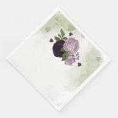 Grüne und helle violette Blumen Serviette (Ecke)