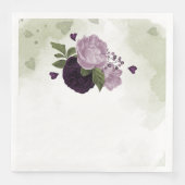 Grüne und helle violette Blumen Serviette (Vorderseite)