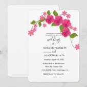 grüne und hellmagenta florale Hochzeit Einladung (Vorne/Hinten)