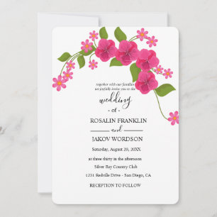grüne und hellmagenta florale Hochzeit Einladung