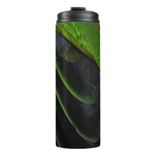 Grüne und karierte Textilien Thermosbecher