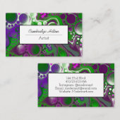 Grüne und Lila Abstrakte Fluid Art Visitenkarte (Vorne/Hinten)