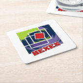 Grüne und Lila Abstrakte Quadrate mit Hexentext Rechteckiger Pappuntersetzer (angewinkelt)