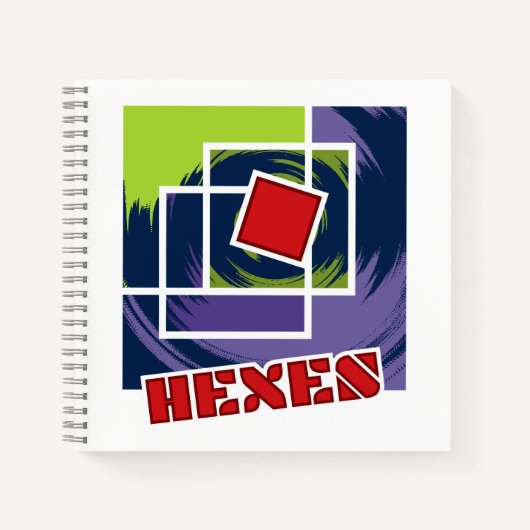 Grüne und Lila Abstrakte Rebellenkneipen mit Hexen Notizblock (Vorderseite)