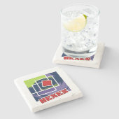 Grüne und Lila Abstrakte Rebellenkneipen mit Hexen Steinuntersetzer (Seitenansicht)