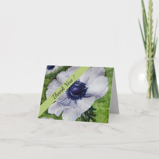 Grüne und Lila Aquarellblume Dankeskarte (Vorderseite)