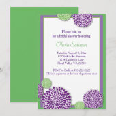 Grüne und lila Blume Brautdusche Einladung (Vorne/Hinten)