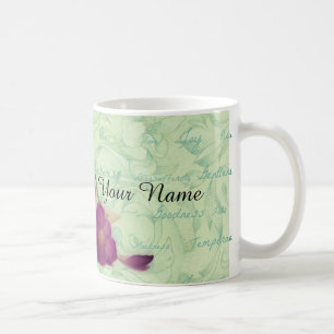Grüne und lila Blumen-Früchte des Geistes Kaffeetasse