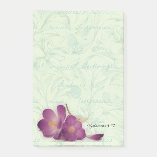 Grüne und lila Blumen-Früchte des Geistes Post-it Klebezettel (Vorderseite)