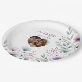 Grüne und Lila botanische Hochzeit Pappteller (Schrägansicht)