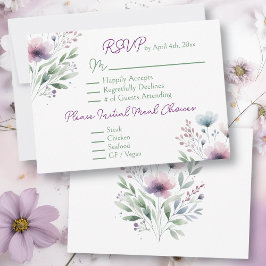 Grüne und Lila botanische Hochzeit RSVP Karte