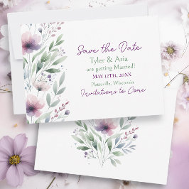 Grüne und Lila botanische Hochzeit Save The Date