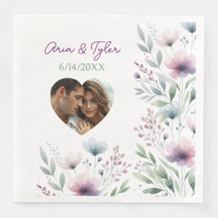 Grüne und Lila botanische Hochzeit Serviette