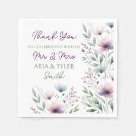 Grüne und Lila botanische Hochzeit Serviette