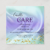 Grüne und Lila Candle Care Square Business Card Quadratische Visitenkarte (Rückseite)