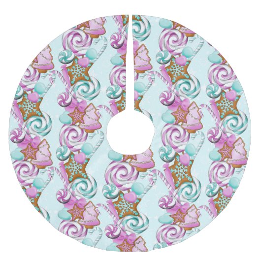 GRÜNE UND LILA CHRISTMAS COOKIES & CANDIES POLYESTER WEIHNACHTSBAUMDECKE (Vorderseite)