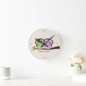 Grüne und lila Eulen-Paare Runde Wanduhr (Zuhause)