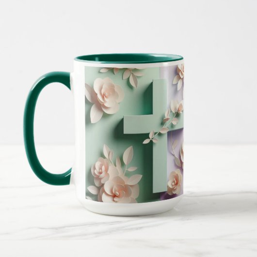 Grüne und Lila, florale Tasse ai design (Links)