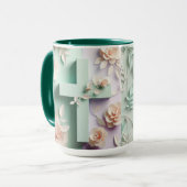 Grüne und Lila, florale Tasse ai design (Vorderseite Links)
