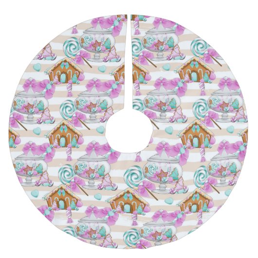 GRÜNE UND LILA KANDIEN UND HÄUSER POLYESTER WEIHNACHTSBAUMDECKE (Vorderseite)