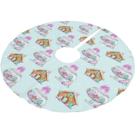 GRÜNE UND LILA KANDIEN UND HÄUSER POLYESTER WEIHNACHTSBAUMDECKE (Schrägansicht)