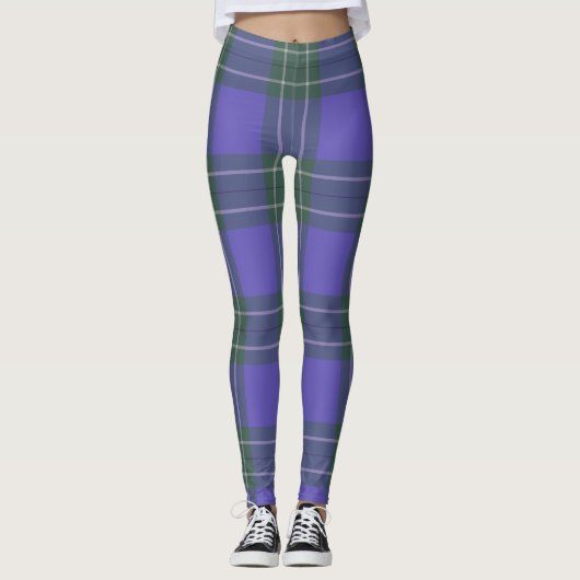 Grüne und Lila Karierte Leggings (Vorderseite)