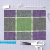 Grüne und Lila Karierte Wollgewebe Seidenpapier (Handwerk)
