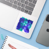 Grüne und Lila Kunst Aufkleber (Laptop mit iPhone)