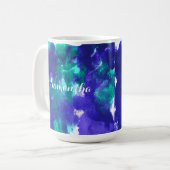Grüne und Lila Kunst Kaffeetasse (Vorderseite Links)