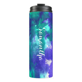 Grüne und Lila Kunst Thermosbecher