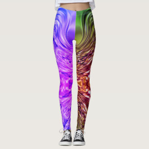 Grüne und Lila Neon Liquid Abstrakt Art Leggings