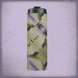 Grüne und Lila Olivenbäume Art Deco Abstrakt Thermosbecher