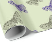 Grüne und lila Schmetterlinge Geschenkpapier (Rolleneckpunkt)