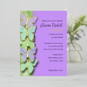 Grüne und Lila Schmetterlingsgrenze Bat Mitzvah Folieneinladung (Stehend vorne)