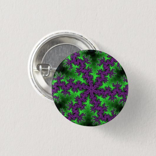 Grüne und Lila Schneeflocke Button (Vorne & Hinten)