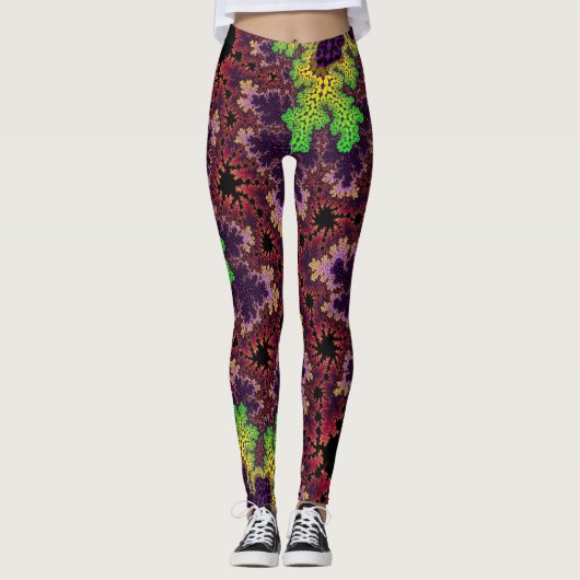 Grüne und Lila Speckle Leggings (Vorderseite)