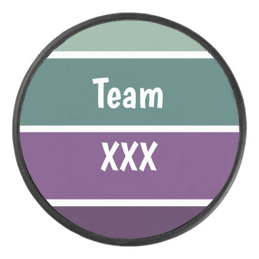 Grüne und Lila Streifen Eishockey Puck (Vorderseite)