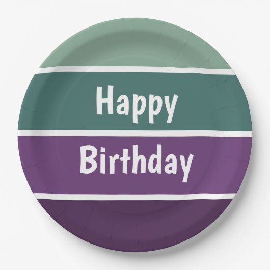 Grüne und Lila Streifen Pappteller (Vorderseite)