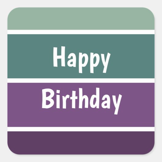 Grüne und Lila Streifen Quadratischer Aufkleber (Vorderseite)