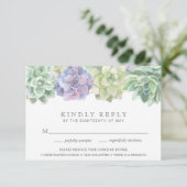 Grüne und Lila Sukkulente RSVP Karte (Stehend Vorderseite)