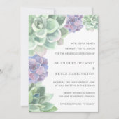 Grüne und Lila Sukkulenten Moderne Hochzeit Einladung (Vorderseite)