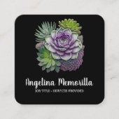 Grüne und Lila Sukkulturen Gartengarten Pflanze Quadratische Visitenkarte (Vorderseite)
