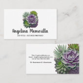 Grüne und Lila Sukkulturen Gartengarten Pflanze Visitenkarte (Vorne/Hinten)