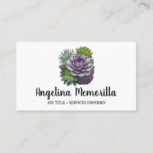 Grüne und Lila Sukkulturen Gartengarten Pflanze Visitenkarte (Vorderseite)