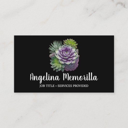 Grüne und Lila Sukkulturen Gartengarten Pflanze Visitenkarte (Vorderseite)