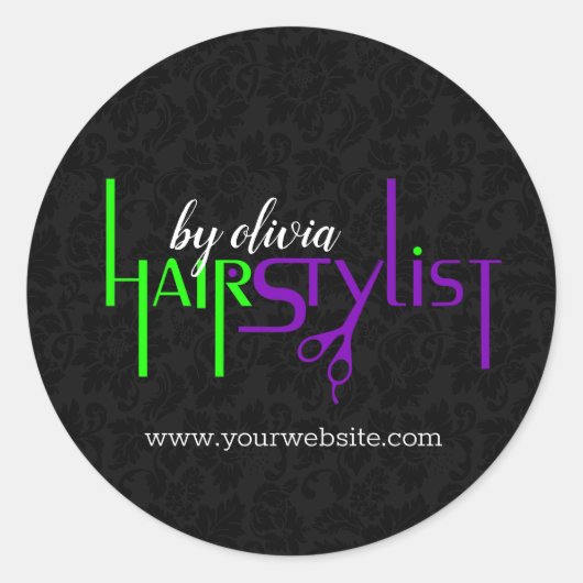 Grüne und Lila Textgestaltung Runder Aufkleber (Vorderseite)