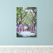 Grüne und Lila Waldlandschaft Digitale Kunst Leinwanddruck (Insitu (Holzboden))