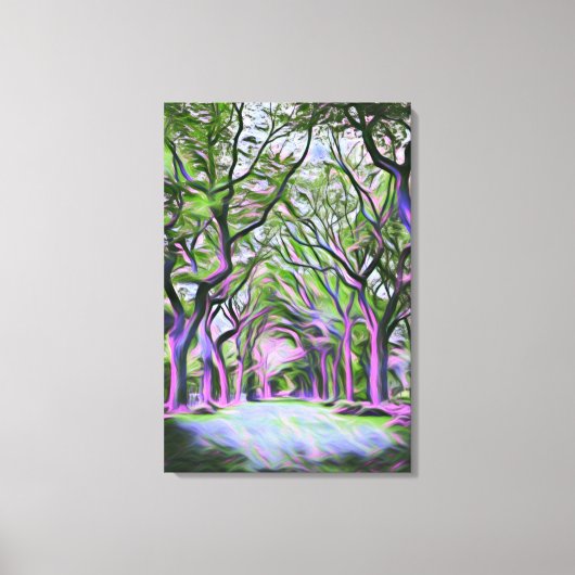 Grüne und Lila Waldlandschaft Digitale Kunst Leinwanddruck (Vorderseite)