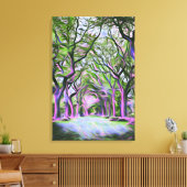Grüne und Lila Waldlandschaft Digitale Kunst Leinwanddruck (Insitu (Wohnzimmer))