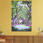 Grüne und Lila Waldlandschaft Digitale Kunst Leinwanddruck (Insitu (Wohnzimmer))